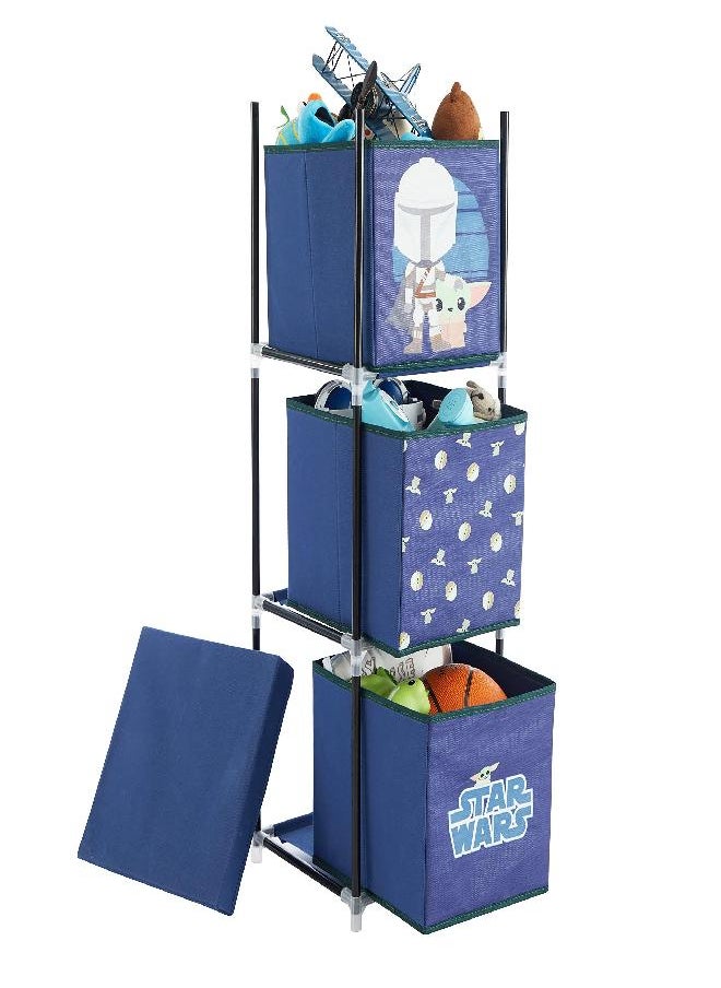 Idea Nuova - Idea Nuova Star Wars Grogu aka The Child 3 Tier Fabric Storage Organizer with 3 Cubes and Removable Lid - Image 1