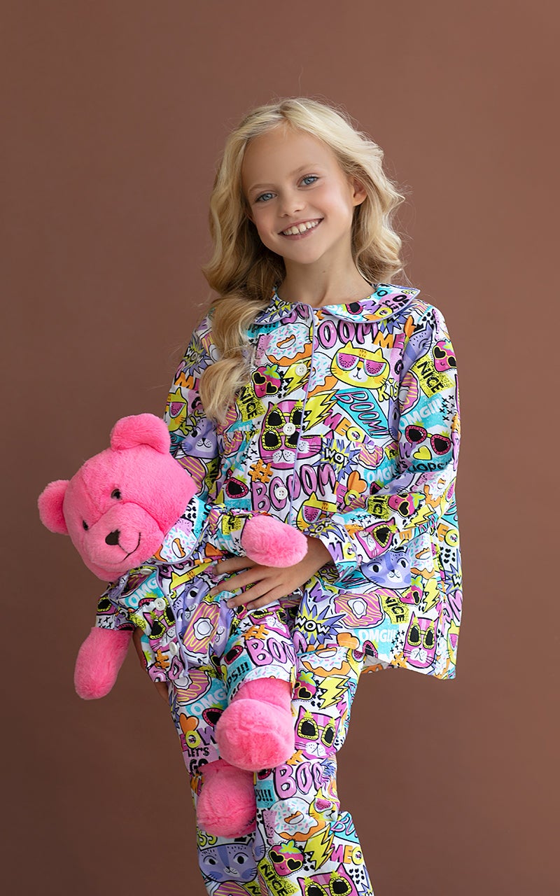 Luna Mia Gatto Pyjama Set with Matching Teddy Bear - Image 2