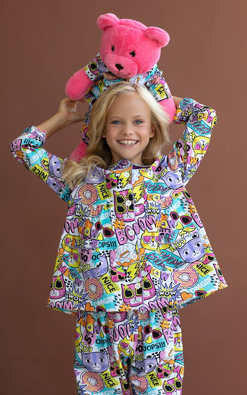 Luna Mia Gatto Pyjama Set with Matching Teddy Bear - Image 1