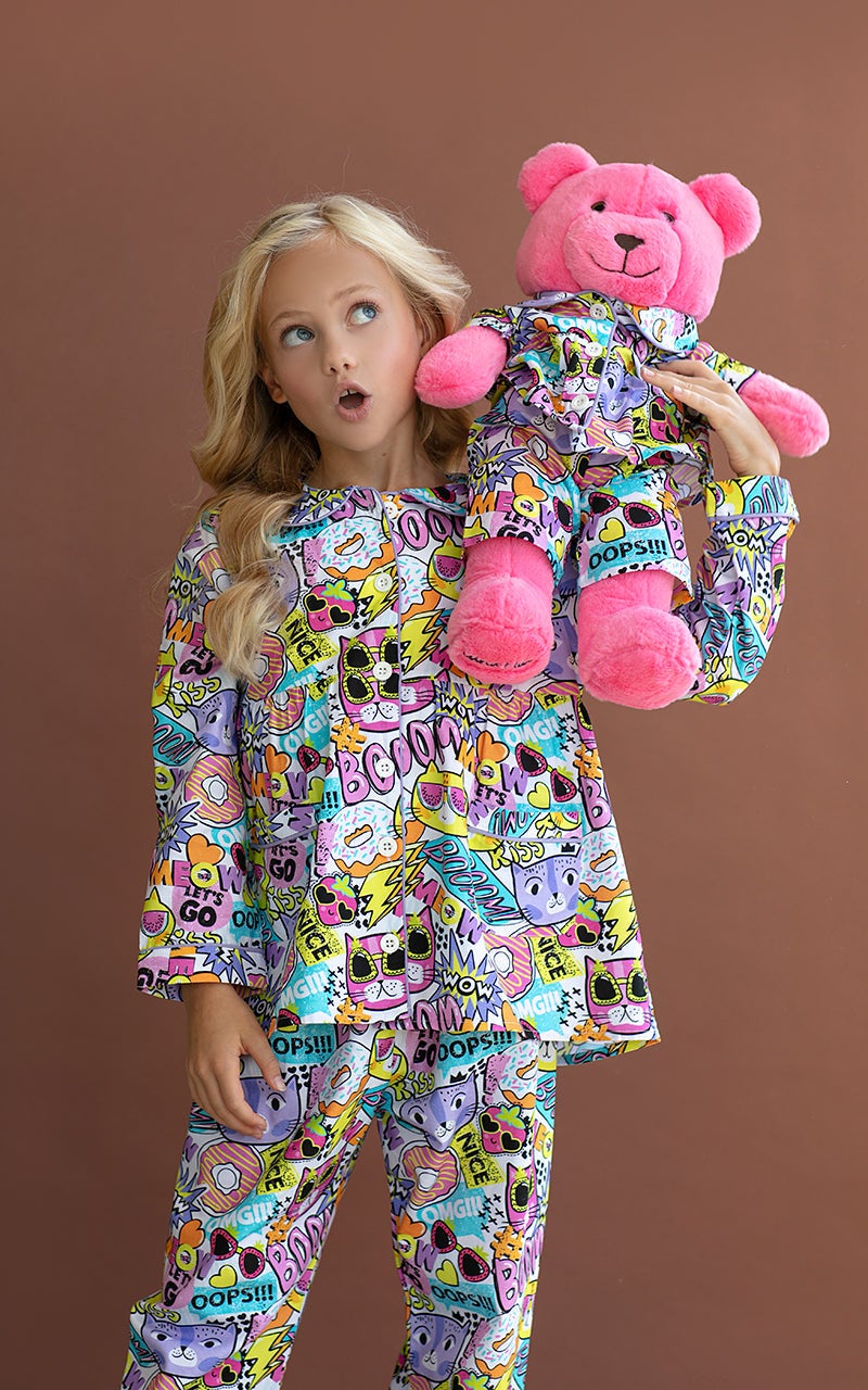 Luna Mia Gatto Pyjama Set with Matching Teddy Bear - Image 3
