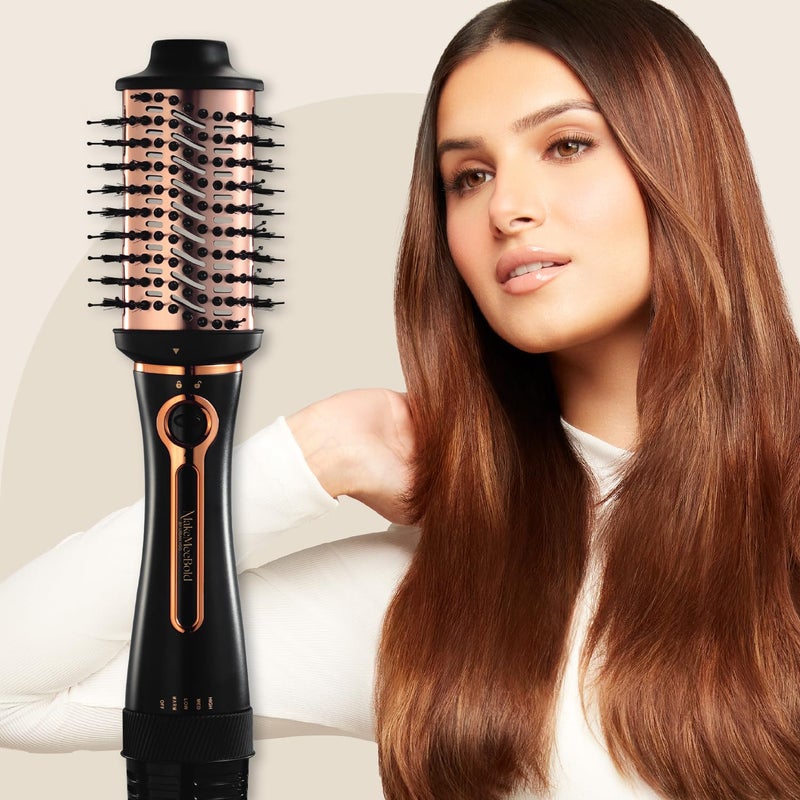 MakeMeeBold 3-in-1 Hot Air Brush | Hair Dryer, Straightener & Volumizer | 1.5-Inch Barrel | 1200W Blow Dryer Brush with Ceramic Coating | For All Hair Types | Gifts for woman (Black - Rose Gold) - Image 3