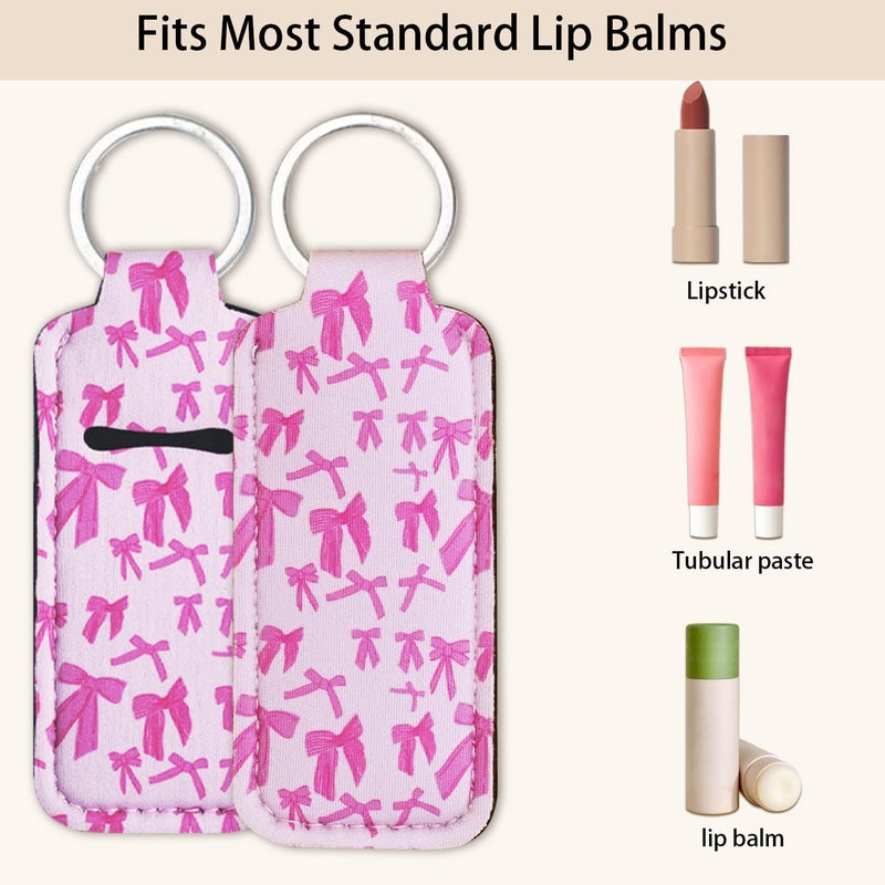 Haevola Cute Chapstick Holder Keychain for Women â€“ Lip Balm & Lip Gloss Holder Keychain Accessories Gift, Purse Charm Clip (Pink Bows) - Image 2