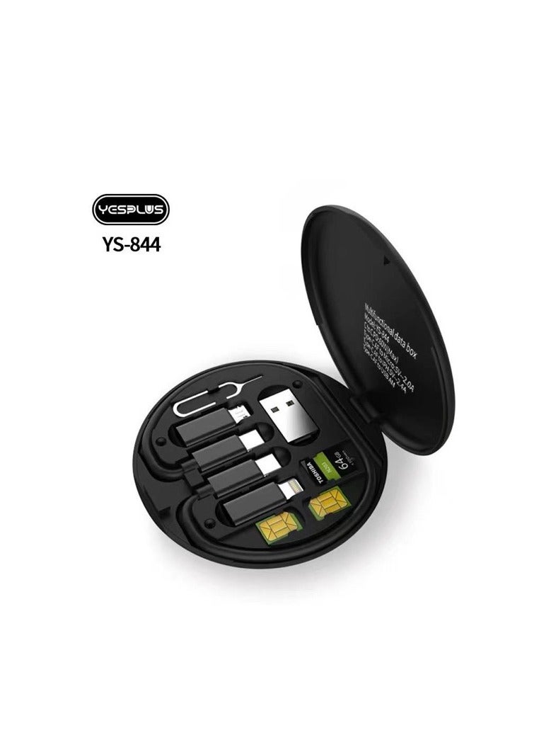 YESPLUS YS-844 Multifunctional Data Cable Box – 60W Fast Charging Set with Multiple Connectors. - Image 1