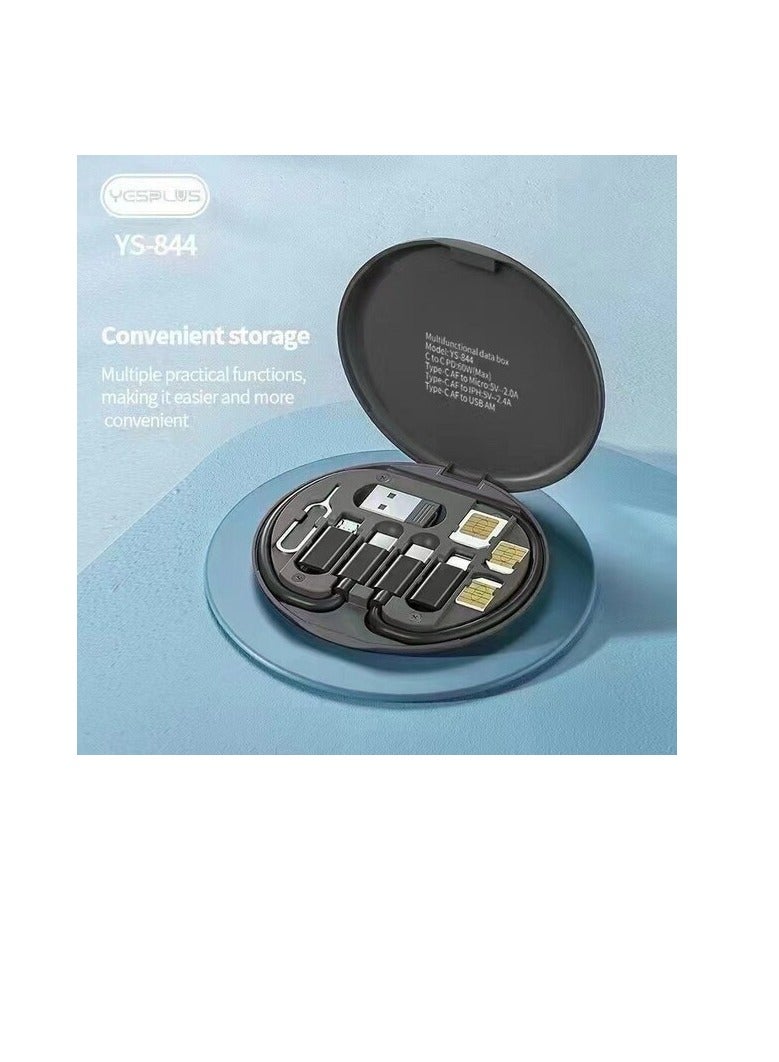 YESPLUS YS-844 Multifunctional Data Cable Box – 60W Fast Charging Set with Multiple Connectors. - Image 2