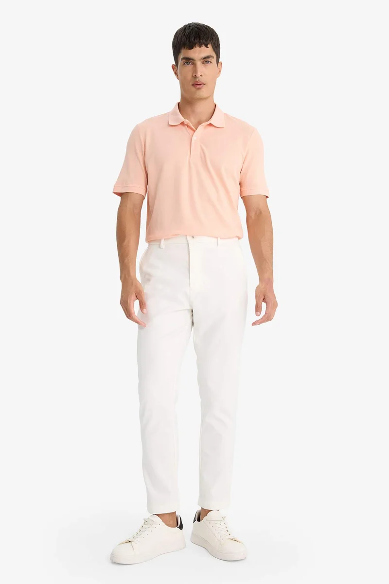 ديفاكتو Regular Fit Polo Collar Pique Short Sleeve Polo T-Shirt