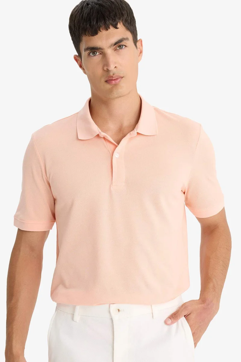 ديفاكتو Regular Fit Polo Collar Pique Short Sleeve Polo T-Shirt
