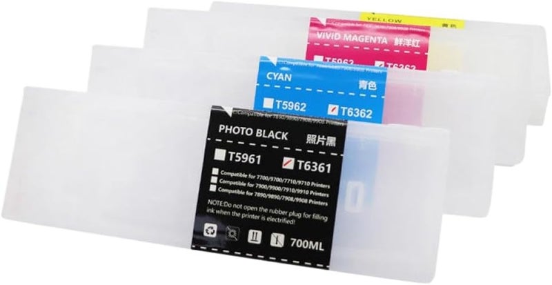 Refillable Ink Cartridge T6361 T6362 T6363 T6364 T6365 T6366 T6367 T6368 T6369 T636A T636B Compatible with 9908 7908 7890 9890 9710 7710 9910 7910 7900 Printer Supply(Green)