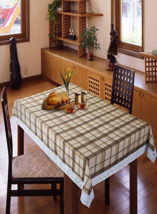 Freelance PVC Vinyl Tuscany Flannel Backing Dining Plastic Table Cover Cloth - Waterproof Protector, 4-6 Seater, Rectangle 54x78 inches (with White Border Edge Lace) - Product of Meiwa, Japan - Image 1