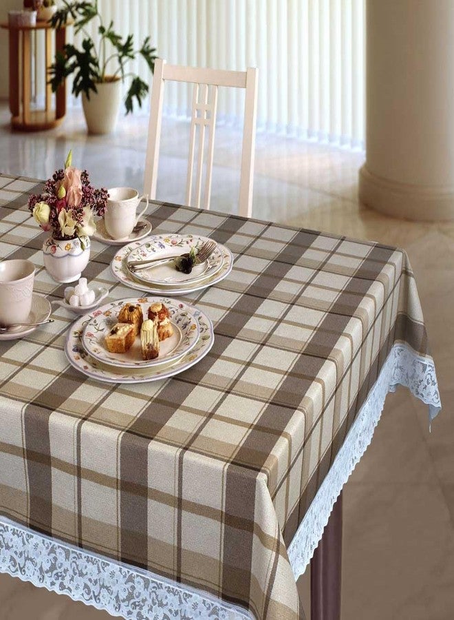 Freelance PVC Vinyl Tuscany Flannel Backing Dining Plastic Table Cover Cloth - Waterproof Protector, 4-6 Seater, Rectangle 54x78 inches (with White Border Edge Lace) - Product of Meiwa, Japan - Image 2