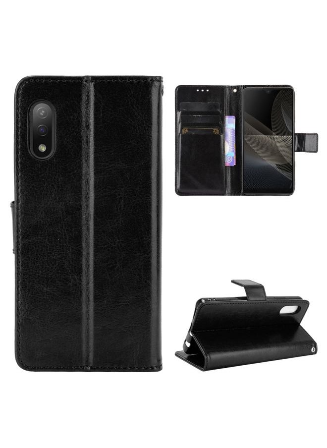 HuHa - Case Cover For For Sony Xperia Ace II Crazy Horse Texture Horizontal Flip Leather Case with Holder & Card Slots & Lanyard(Black) - Image 1