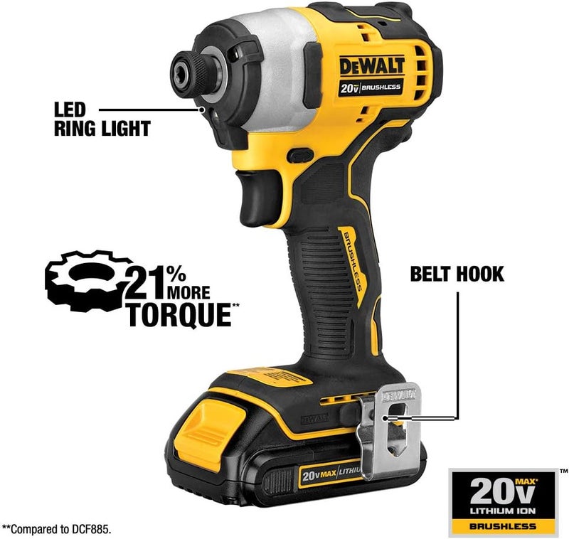 DEWALT ATOMIC 20V MAX Impact Driver Cordless Compact 14Inch Tool Only DCF809B - Image 3