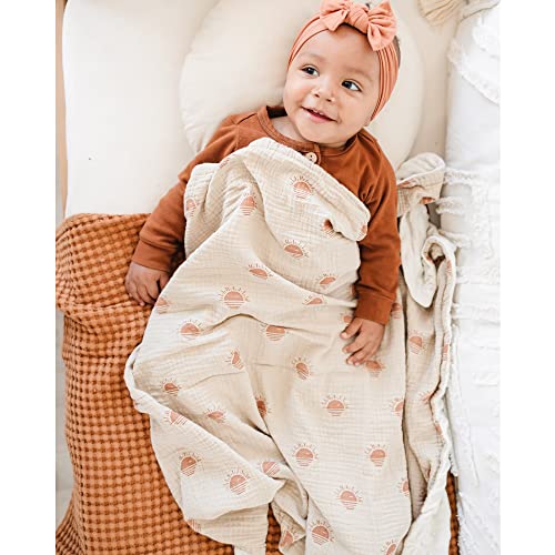 Konssy Baby Blankets for Unisex Boys Girls, Super Soft Nursery Minky Blankets with Muslin Cotton Front and Dotted Fleece Backing, Printed Bed Throws Newborn - Image 4
