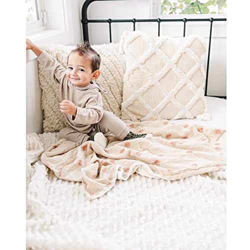 Konssy Baby Blankets for Unisex Boys Girls, Super Soft Nursery Minky Blankets with Muslin Cotton Front and Dotted Fleece Backing, Printed Bed Throws Newborn - Image 5