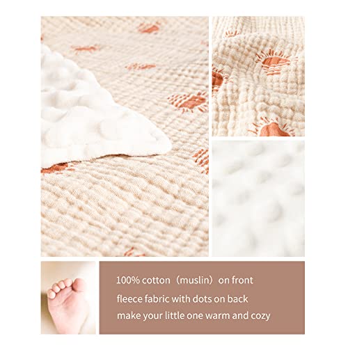 Konssy Baby Blankets for Unisex Boys Girls, Super Soft Nursery Minky Blankets with Muslin Cotton Front and Dotted Fleece Backing, Printed Bed Throws Newborn - Image 2