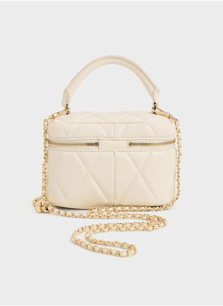 Charles & Keith Charles & Keith Arwen Quilted Top Handle Vanity Bag  - Image 4