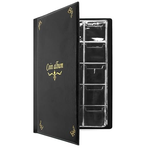 CenterZ 150 Pockets Coin Album Penny Collecting Book Souvenir Coins Collection Holder Ideal for Pressed Pennies Passport Hobby Coin Collector Money Specie Display Storage Case English Black - Image 1