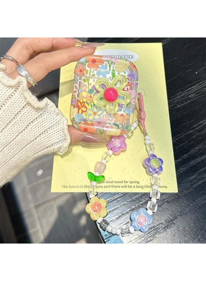 Three-dimensional Flower For Airpods4 For Apple Bluetooth Wireless Earphone Case Flip 3 Generation Pro2 Cute Small Fresh-Color:Three-dimensional Flower Earphone Cover + Chain-Applicable Models:Airpods 4  - Image 4