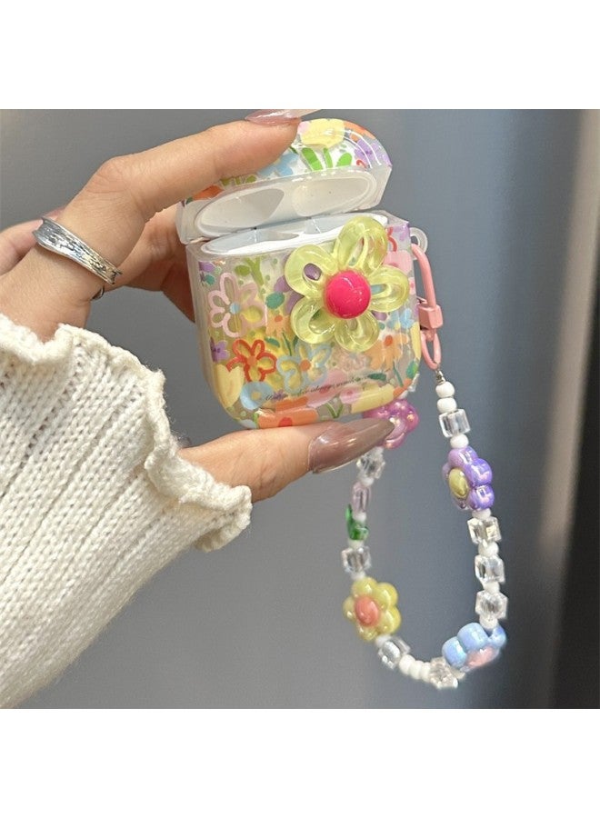 Three-dimensional Flower For Airpods4 For Apple Bluetooth Wireless Earphone Case Flip 3 Generation Pro2 Cute Small Fresh-Color:Three-dimensional Flower Earphone Cover + Chain-Applicable Models:Airpods 4  - Image 3
