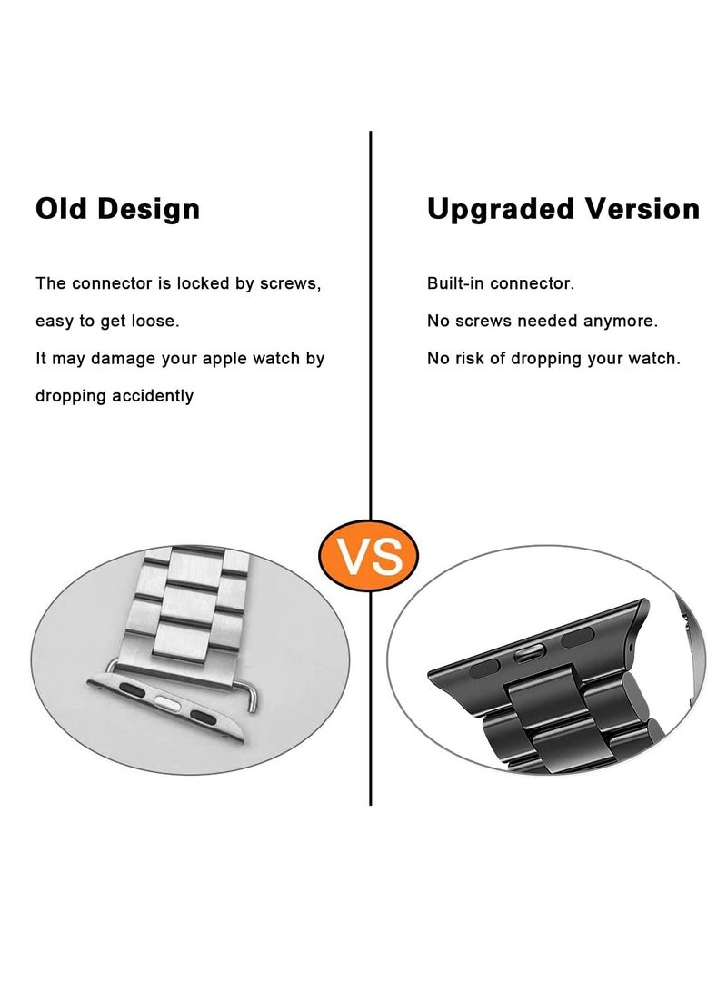 KASTWAVE Watch Strap for Apple Watch 45mm 44mm 42mm, Compatible with iwatch Strap Series 7/6/SE/5/4/3/2/1, Stainless Steel Replacement Sport Band Metal Adjustable Wristband Belt, Black - Image 5