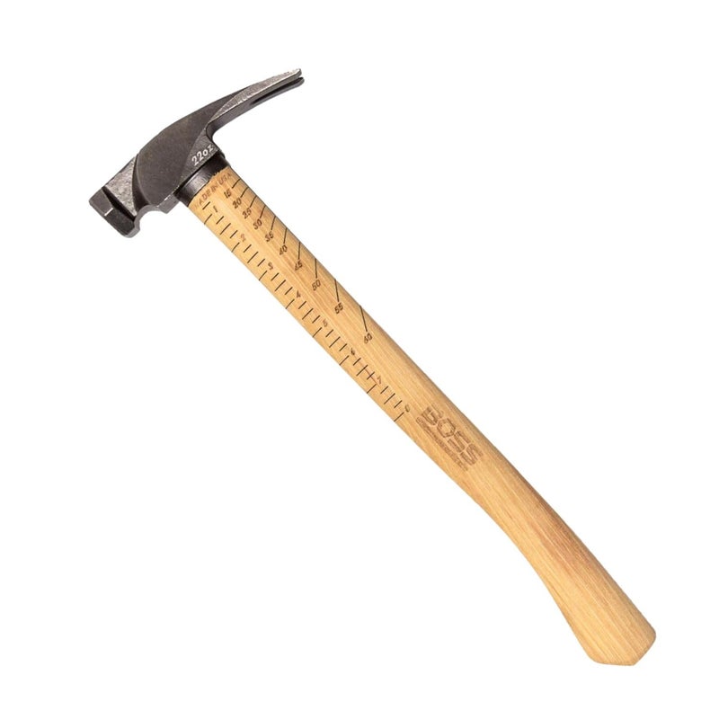 Boss Hammer 22 oz Premium 4340 Steel Rip Claw Hammer Tennessee Hickory Handle Cerakote Finish Smooth Face Made in the USA BH22STHI18S - Image 2