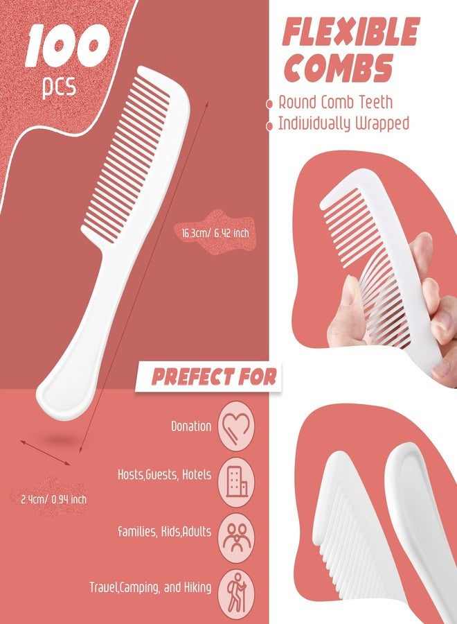 Romooa 100 Pcs Individually Wrapped Combs Bulk 5.9 Inch Long Handle Disposable Plastic Travel Hair Comb for Hotel Shelter Homeless Charity Church Nursing Home Care Supplies - Image 2