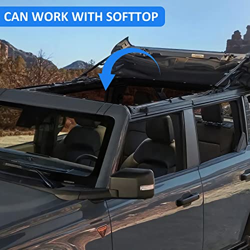 RERPRO Sunshade Compatible with 2021 2022 2023 2024 2025 New Ford Bronco 4 Door Sun Shade Bikini Top Roof Bimini Soft Mesh Net Exterior Accessories, Blocks UV Wind Noise, Black - Image 5