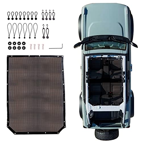 RERPRO Sunshade Compatible with 2021 2022 2023 2024 2025 New Ford Bronco 4 Door Sun Shade Bikini Top Roof Bimini Soft Mesh Net Exterior Accessories, Blocks UV Wind Noise, Black - Image 1