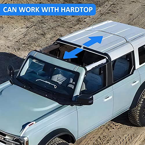 RERPRO Sunshade Compatible with 2021 2022 2023 2024 2025 New Ford Bronco 4 Door Sun Shade Bikini Top Roof Bimini Soft Mesh Net Exterior Accessories, Blocks UV Wind Noise, Black - Image 4