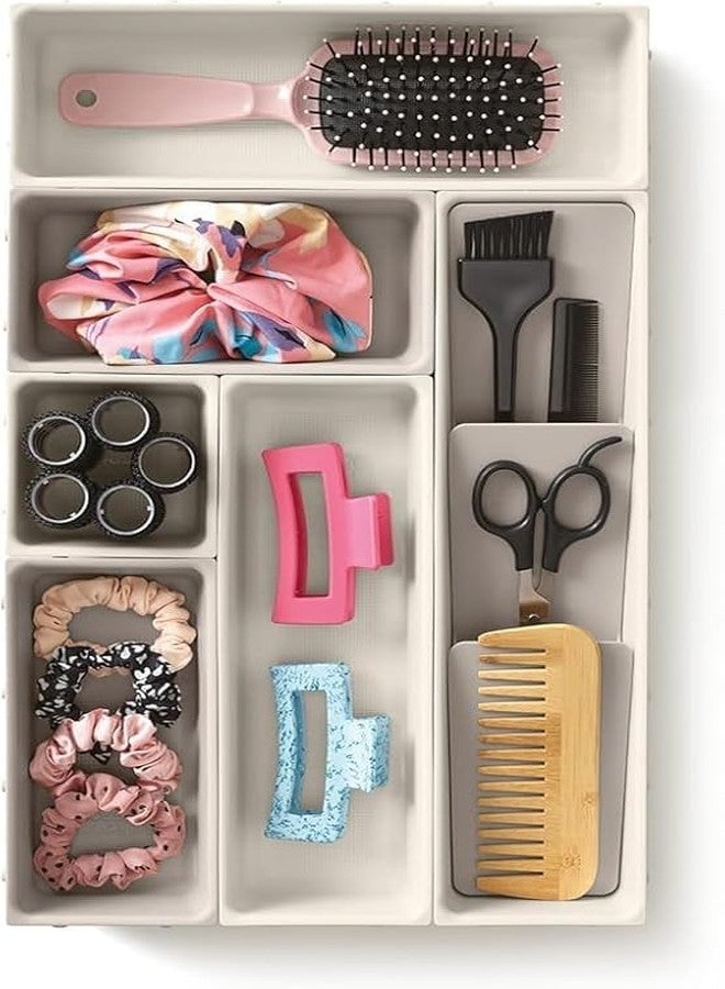 SMARAN 8 Pcs Makeup Kitchen Organizer Set | Multi-Purpose Storage Drawer Dividers for Home, Bedroom, Bathroom & Kitchen | Cosmetic, Beauty, Grooming, Stationery Storage Boxes – Clear Plastic Trays - Image 5