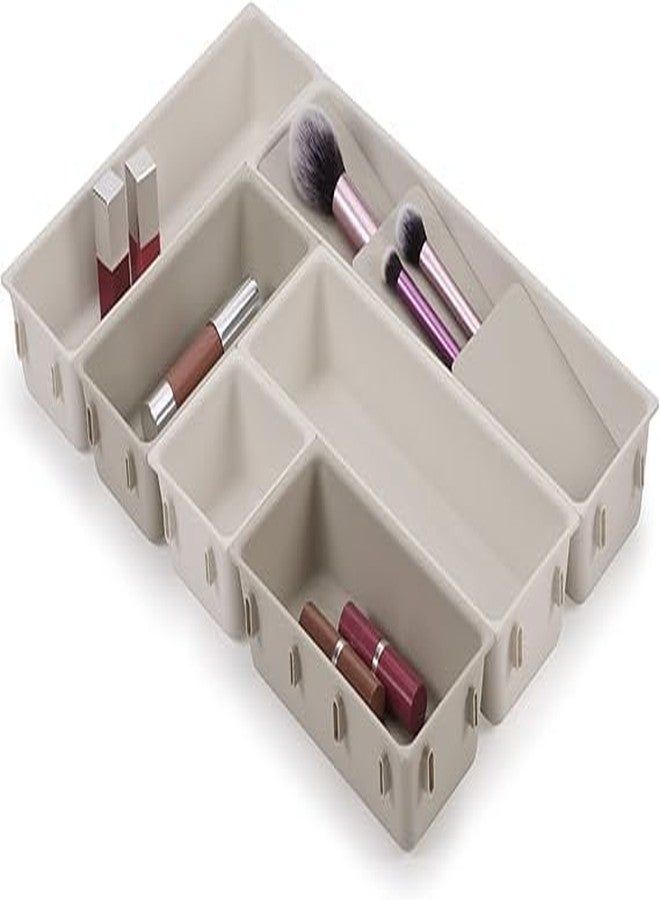 SMARAN 8 Pcs Makeup Kitchen Organizer Set | Multi-Purpose Storage Drawer Dividers for Home, Bedroom, Bathroom & Kitchen | Cosmetic, Beauty, Grooming, Stationery Storage Boxes – Clear Plastic Trays - Image 3