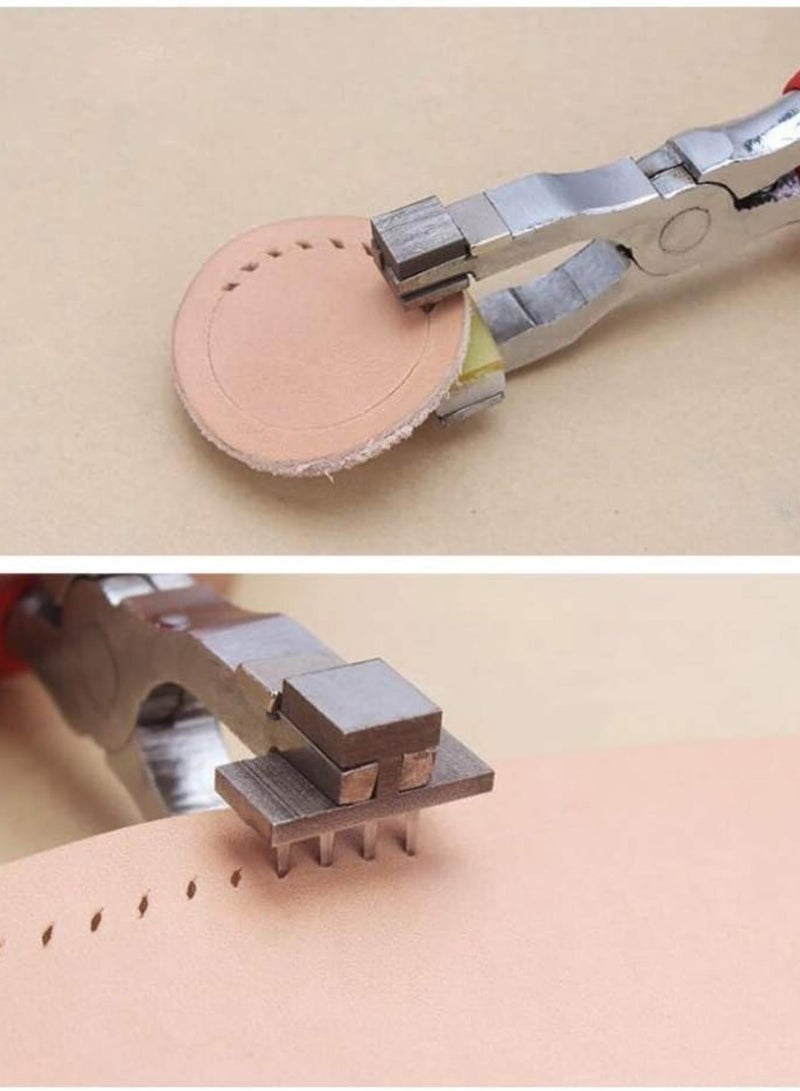 GGOOT DIY & Tools/Hardware Leather Craft Hole Punch Tools Hand Held Silent Pliers Diamond Sewing Stitching Chisel Pricking Iron 4mm Spacing 2/4 Teeth - Image 5