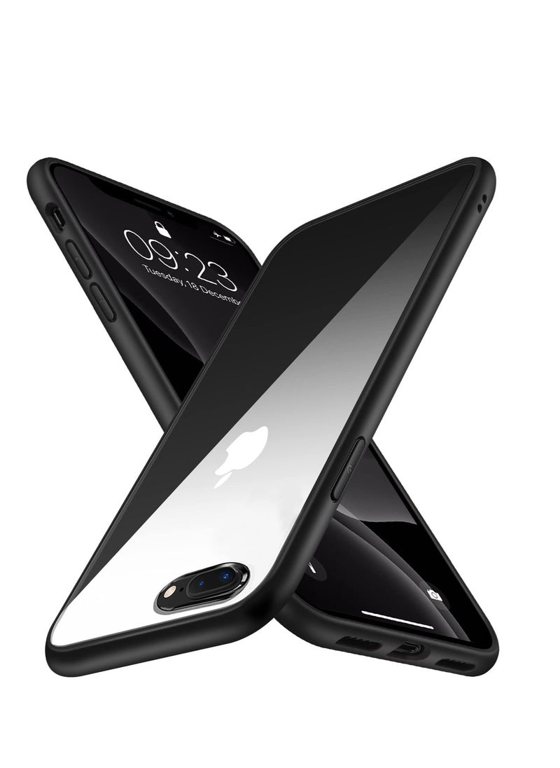 ماركة غير محددة - حافظة متوافقة مع هاتف iPhone 7/8 plus مقاس 6.5 بوصة، حافظة شفافة مقاومة للصدمات من البولي كربونات الصلب + سيليكون ناعم لا يصفر، حافظة حماية نحيفة شفافة (أسود) - Image 1