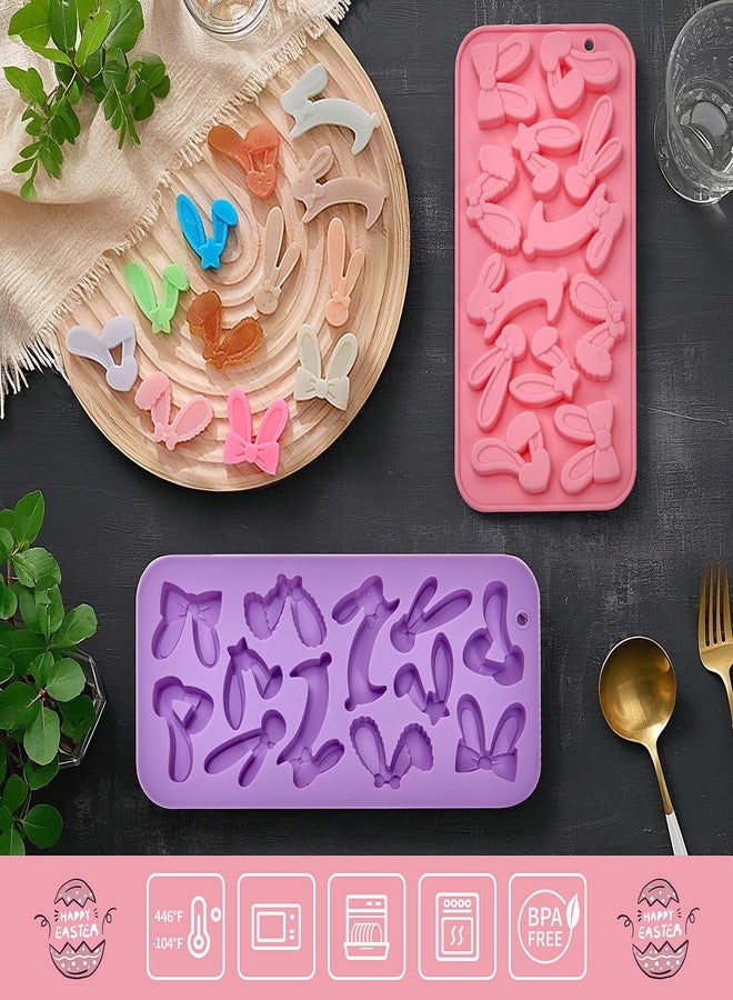 Dootafy Bunny Ear Molds, 2 Pack Pink & Purple Silicone Easter Chocolate Candy Molds for Cake Decorating, Cupcake Toppers, Candy, Gum Paste - Image 4
