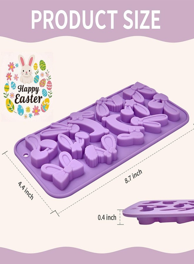 Dootafy Bunny Ear Molds, 2 Pack Pink & Purple Silicone Easter Chocolate Candy Molds for Cake Decorating, Cupcake Toppers, Candy, Gum Paste - Image 3