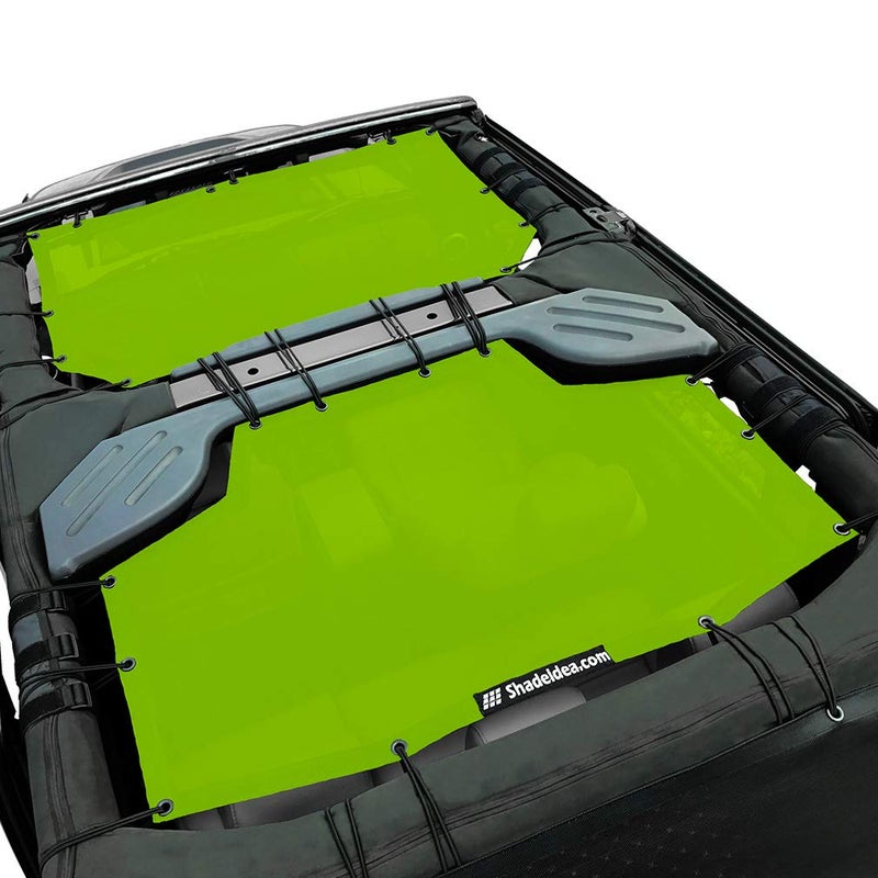Shadeidea JK Sun Shade Top Compatible with Jeep Wrangler JKU Top Sunshade Soft Mesh Roof Cover 20072018 Wind Noise UV Blocker 10 Year Warranty 4 Door Green FrontRear 2 pcs