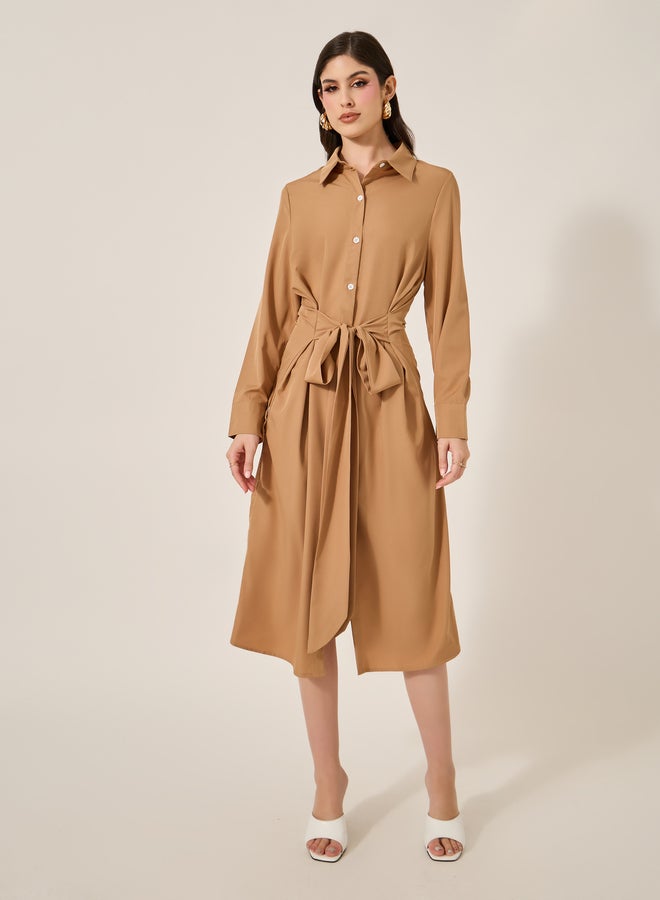 Styli Belted Shirred Dress - Image 2