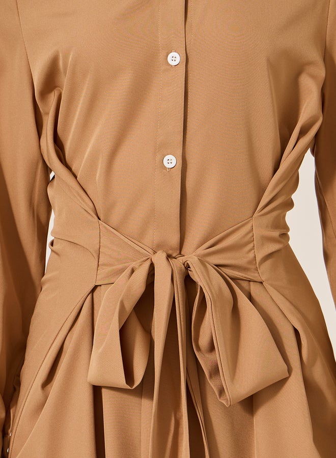 Styli Belted Shirred Dress - Image 4