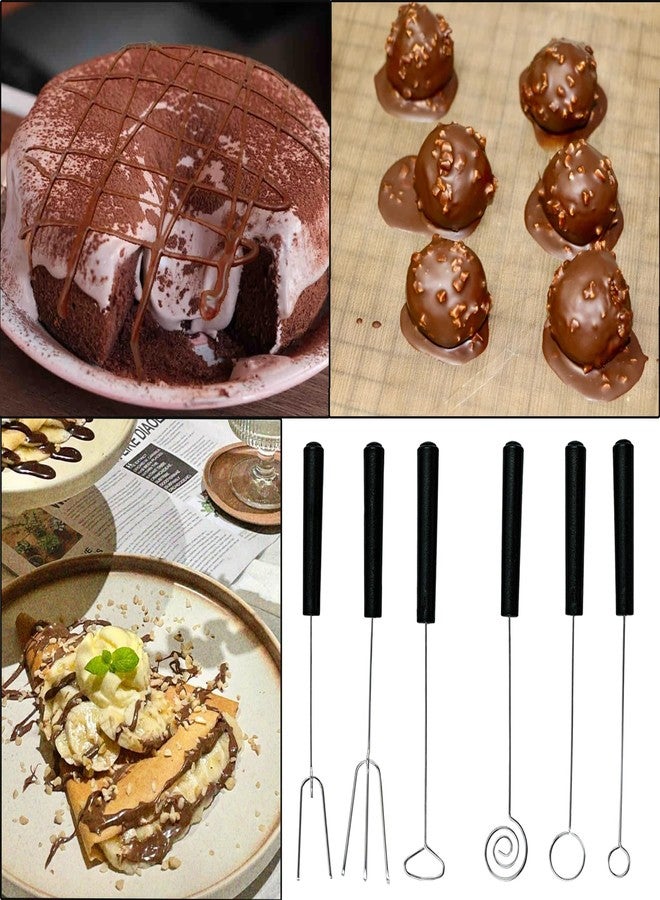 Anglepingping 6 Chocolate Dipping Tools Set Candy Dipping Tools+2 Culinary Decorating Spoons,Stainless Steel Chef Art Pencil Spoons,Plated Decoration Forks for Decorative Plates Cake Creamer Coffee - Image 5
