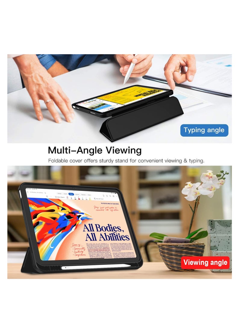 New iPad 10.9 Inch Case 2022\2025(10th Gen) with Pencil Holder,Trifold Stand Smart Case with Soft TPU Back,Auto Wake/Sleep(Black) - Image 5