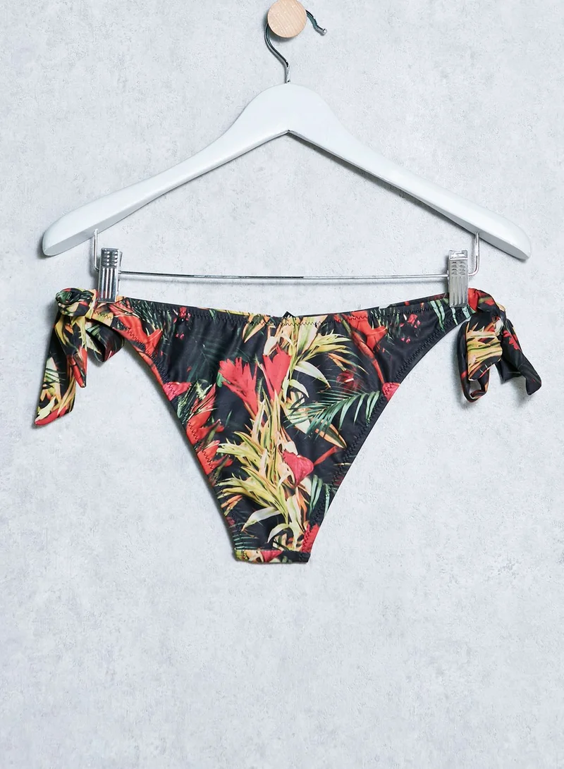 Missguided Tropical Print Bandeau Bikini Set