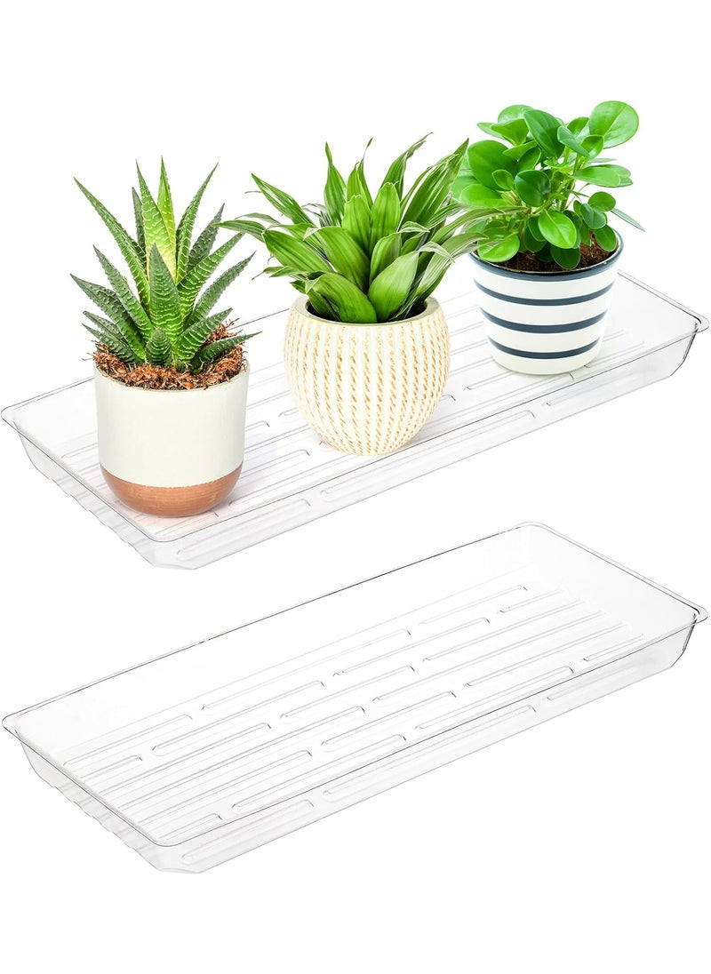 Kingrol Kingrol 16 Pack Rectangular Plant Drip Trays Clear Plant Saucers for Indoors Thick Plastic Window Sill Plant Trays for Flower Pot Planter  - Image 2