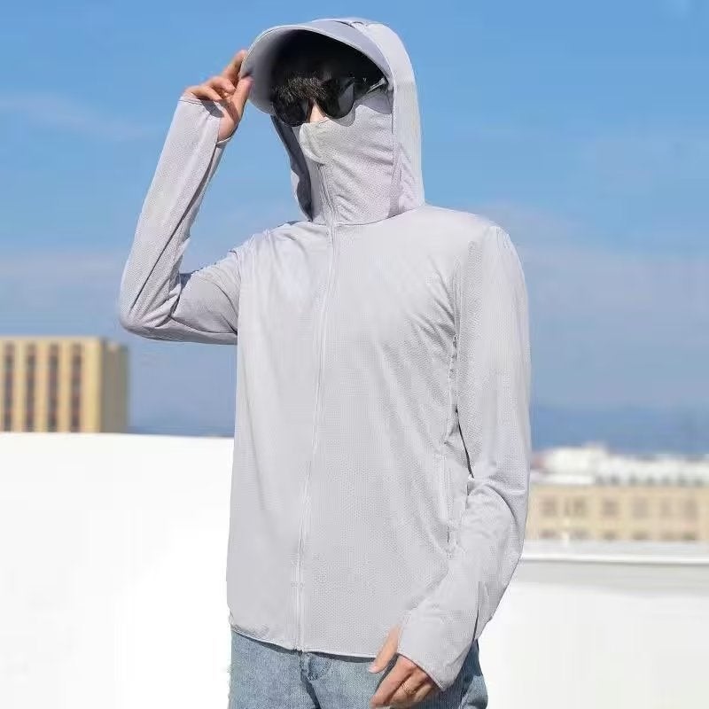Ice Silk Sun Protection Clothing Men'S Summer Thin Plutton Handsome Outdoor Russo Jacket Coat American Style High Street Hooded Sun Protection Clothing Jacket - Image 1