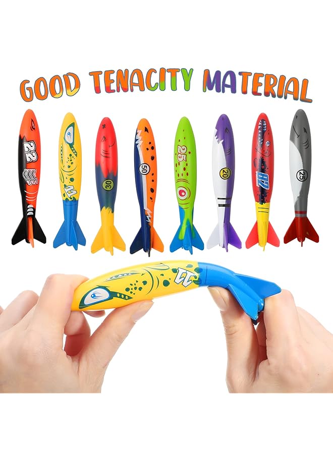 KASTWAVE 16 Packs Diving Torpedo Pool Toy Set – Underwater Shark Torpedoes & Squid Dive Toys For Kids – Fun Swim Training Sinkers For Pool Games Summer Water Play & Outdoor Swimming Activities - Image 2