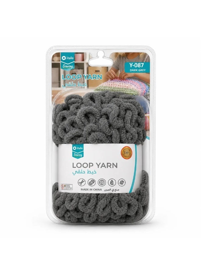 Italo Dark Grey Loop Yarn- Dark Grey