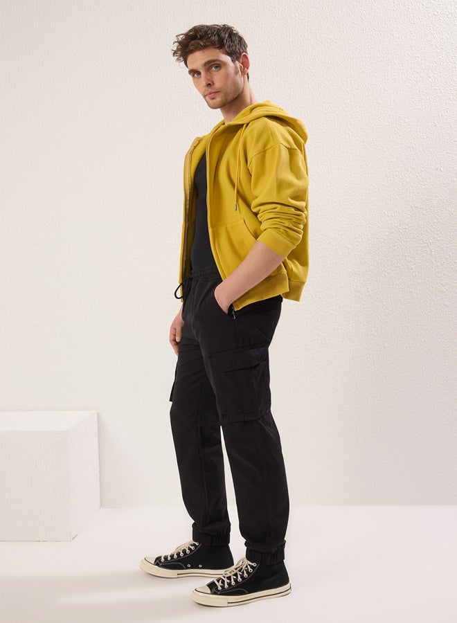 trendyol Black Jogger Cargo Pocket Gabardine Fabric Comfortable Cotton Trousers - Image 5