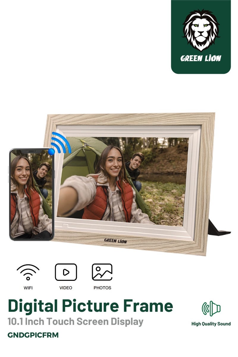Digital Picture Frame Touch Screen Display 10.1 Inch / Picture and Video Playing / JPG/PNG/HEIC/MP4/3GP/MOV / Instant Wireless Sharing / with speaker and High-Quality Sound / USB Photo Transfer - Wo - Image 1