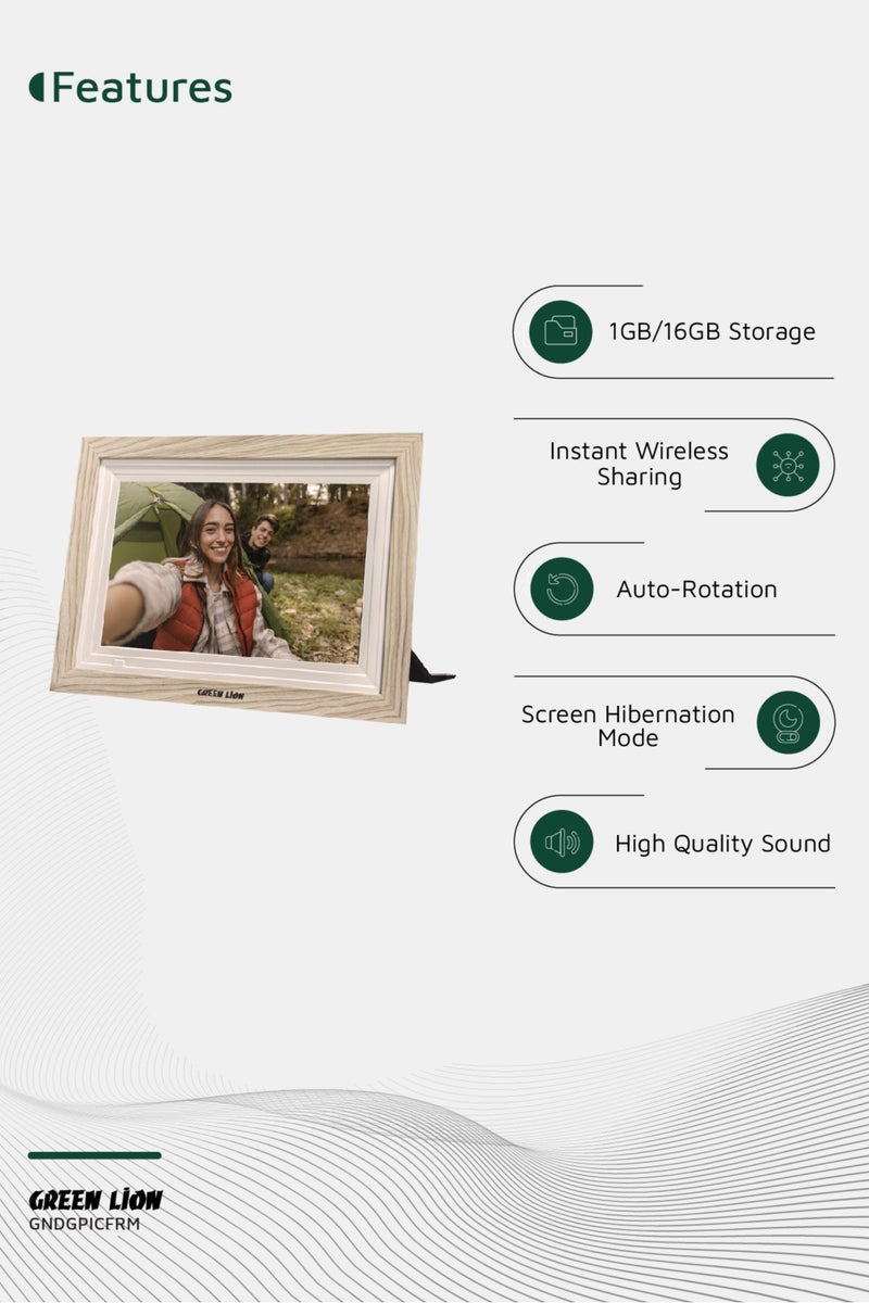 Digital Picture Frame Touch Screen Display 10.1 Inch / Picture and Video Playing / JPG/PNG/HEIC/MP4/3GP/MOV / Instant Wireless Sharing / with speaker and High-Quality Sound / USB Photo Transfer - Wo - Image 4