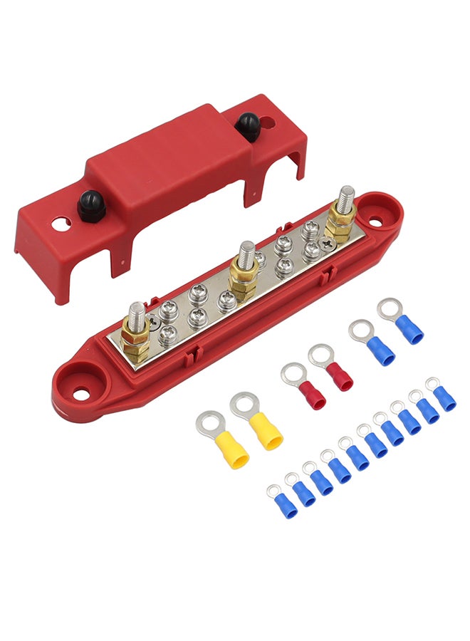 China Distribution Board Busbar Maximum Voltage DC48V 150A 3*M6 Studs, Marine Busbar Terminal Blocks 12 V DC Battery Busbar with Cover - RV Marine Distribution Block High Current Terminal Busbar Positive (Red 1 Piece) - Image 1