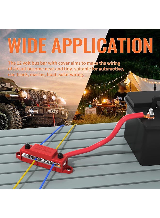 China Distribution Board Busbar Maximum Voltage DC48V 150A 3*M6 Studs, Marine Busbar Terminal Blocks 12 V DC Battery Busbar with Cover - RV Marine Distribution Block High Current Terminal Busbar Positive (Red 1 Piece) - Image 4