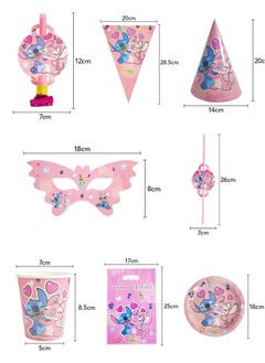 Generic 145-piece Stitch Theme Party Supplies for Kids,Stitch Party Props Favor Table Decorations, Banner Paper Plates Napkins Cups Tablecloth Tableware Sports Set for 10 Guests,Party Decorations  - Image 4